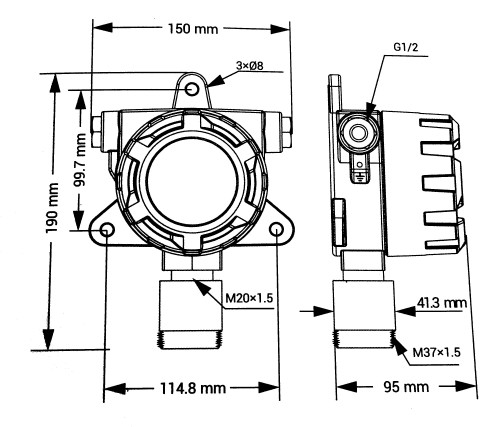 Датчик СИГМА-03.Д IP54 (метан) 0-100 % НКПР в алюминиевом корпусе с индикацией (световой и звуковой сигнализацией)